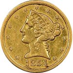 Newly discovered 1854-S gold half eagle