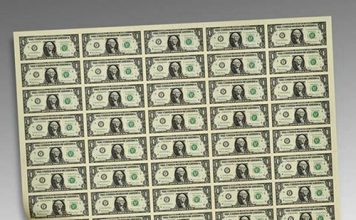 Coins Inspire as Holiday Presents Uncut currency sheets