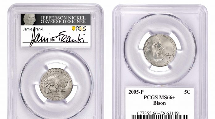 Coin Designer Jamie Franki Signs Exclusive PCGS Signature Label Deal 2005-P Jamie Franki Signature Courtesy of Professional Coin Grading Service