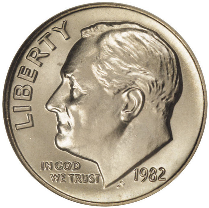 1982 No-P Roosevelt Dime