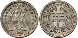 1856-S Liberty Seated dime PCGS MS65 CAC