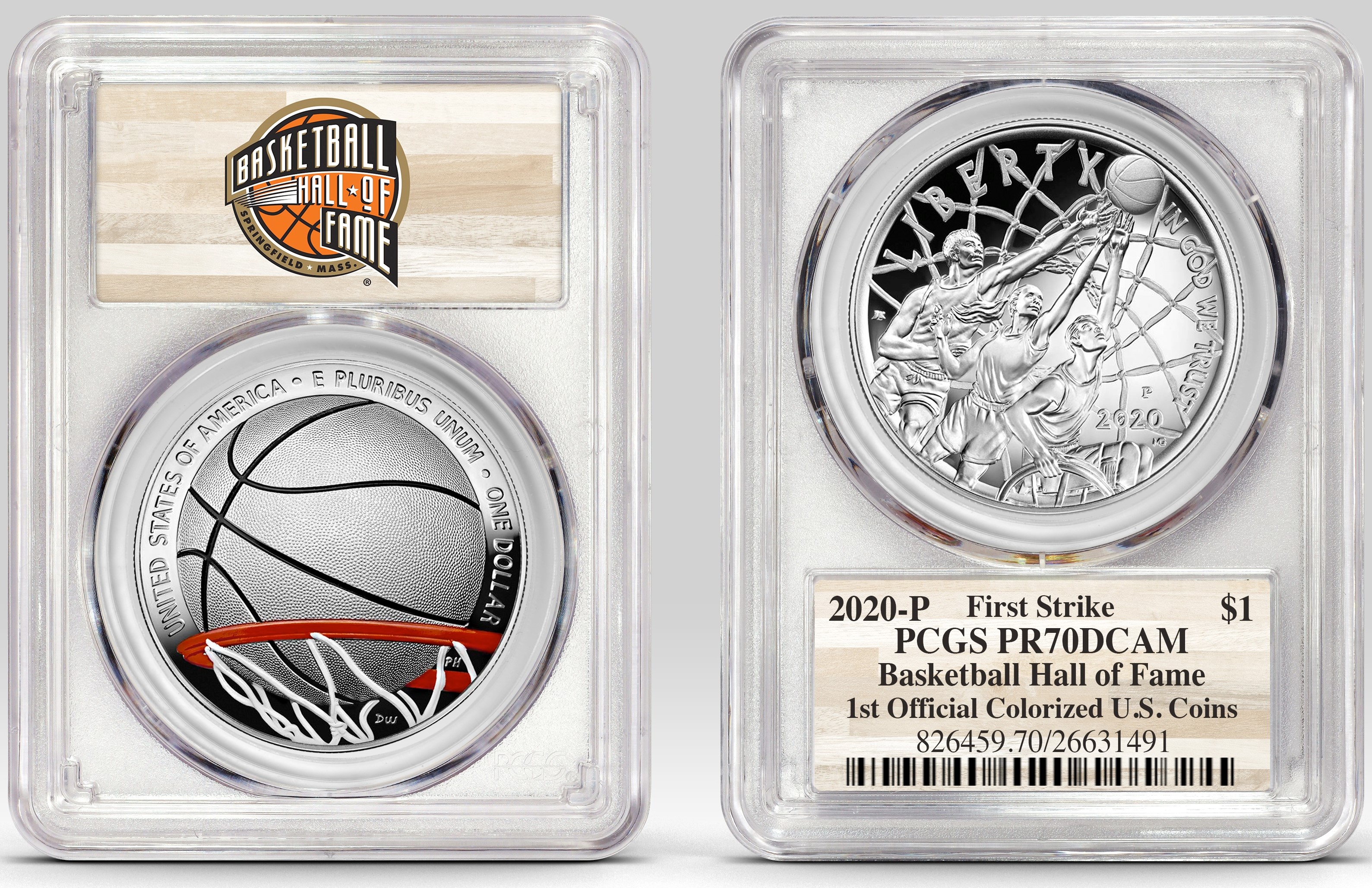 Example of Basketball HOF half-dollar in PCGS holder-small