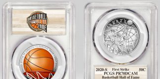 Example of Basketball HOF half-dollar in PCGS holder-small