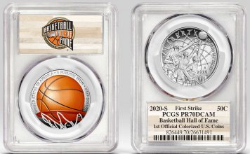 Example of Basketball HOF half-dollar in PCGS holder-small