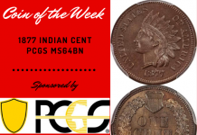 1877 Indian Cent PCGS MS64BN