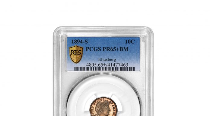 1894-S PCGS PR65+ Barber Dime obverse
