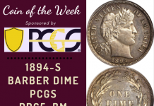 1894-S Barber Dime PCGSPR65+BM