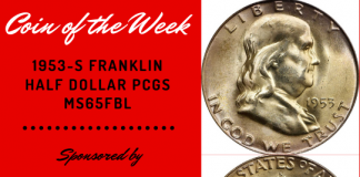 PCGS Coin of the Week: 1953-S Franklin Half Dollar MS65FBL