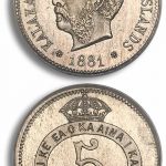 1 1881_5_cent_patten_Kingdom_of Hawaii