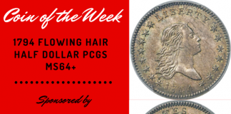 1794 Flowing Hair Half Dollar PCGS MS64+.