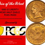 1861-D Liberty Head Half Eagle, PCGS MS63