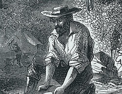 1849 woodcut of California gold-rush prospector