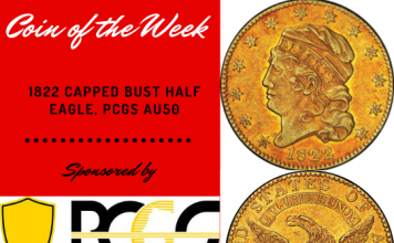 1822 Capped Bust Half Eagle PCGS AU50