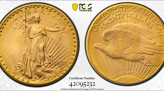 1933 Saint-Gaudens Double Eagle, PCGS MS65