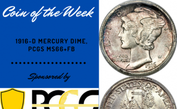 1916-D Mercury Dime MS66+FB
