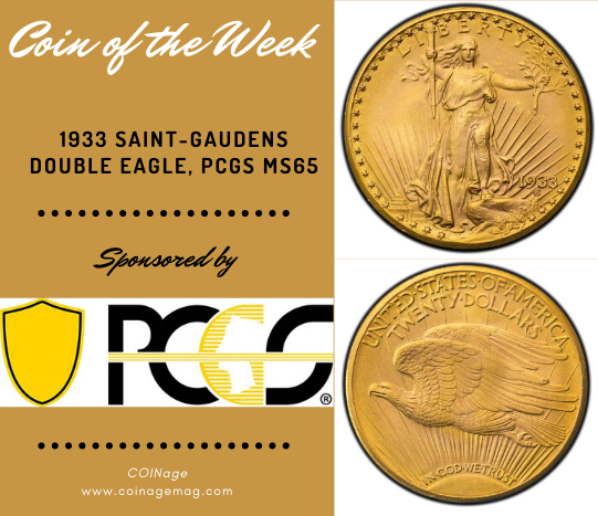 1933 Saint-Gaudens Double Eagle, PCGS MS65.