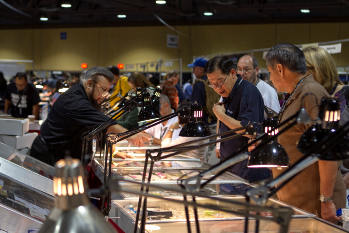 A busy bourse scene at the Long Beach Expo.