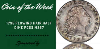 1795 Flowing Hair Half Dime PCGS MS67