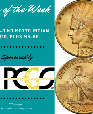 PCGS Coin of the Week: 1908-D Indian Eagle 1908-D Indian $10 PCGS MS-68