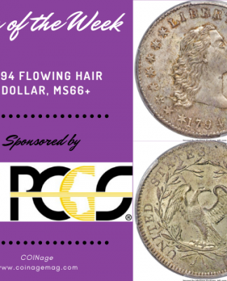 1794 Flowing Hair Dollar, PCGS MS66+