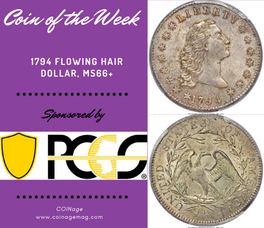 1794 Flowing Hair Dollar, PCGS MS66+
