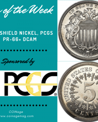 PCGS Coin of the Week: 1866 Rays Shield Nickel, PR66+DCAM PCGS Coin of the Week: 1866 Shield Nickel, PCGS Proof-66+ DCAM