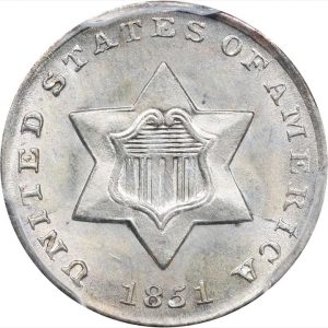 1851 Silver Three-Cent Piece. MS-66 (PCGS). CAC.